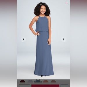 Steel Blue Chiffon Bridesmaid Dress